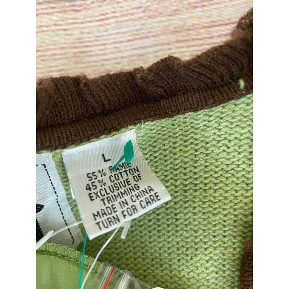 NWT Vintage Storybook Knits Green Floral Knit Button Front Cardigan - Large - Picture 8 of 12